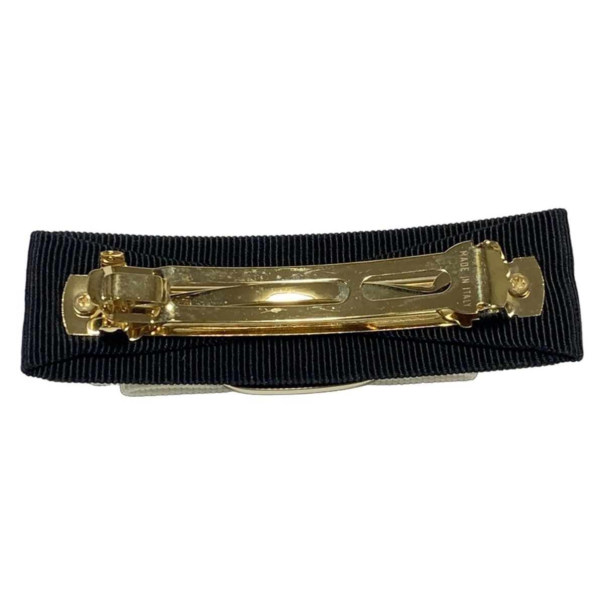 FERRAGAMO SalvatoreFerragamo サルバトーレフェラガモ バレッタ - 黒×アイボリー×ゴールド ヴァラ