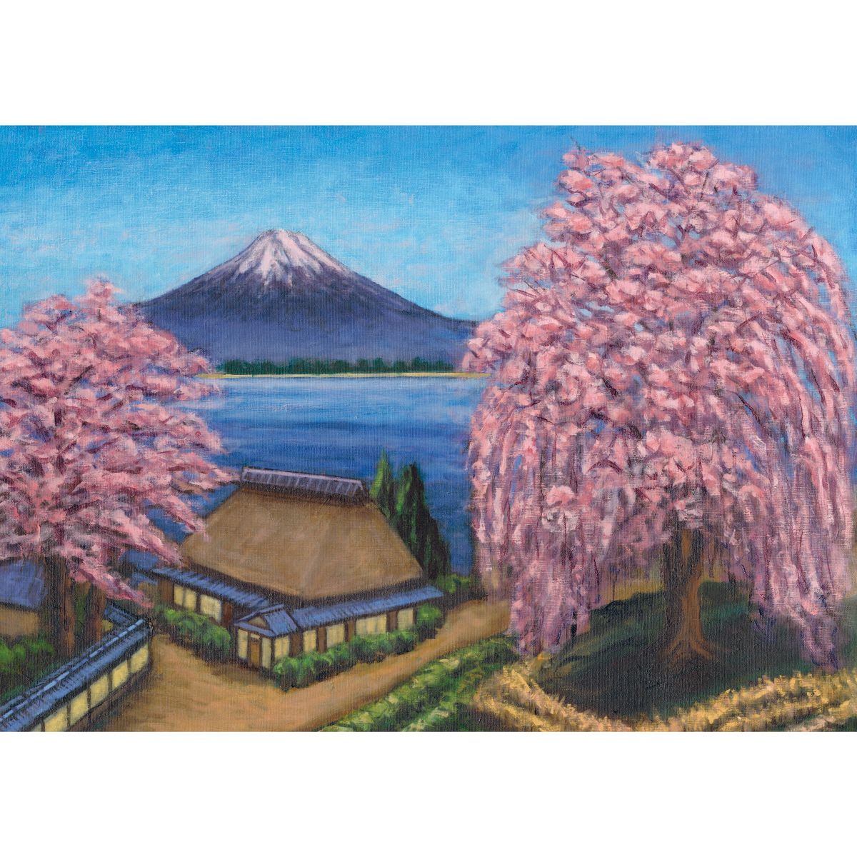 しだれ桜と富士山 銭湯画 B お風呂ポスター 防水ポスター