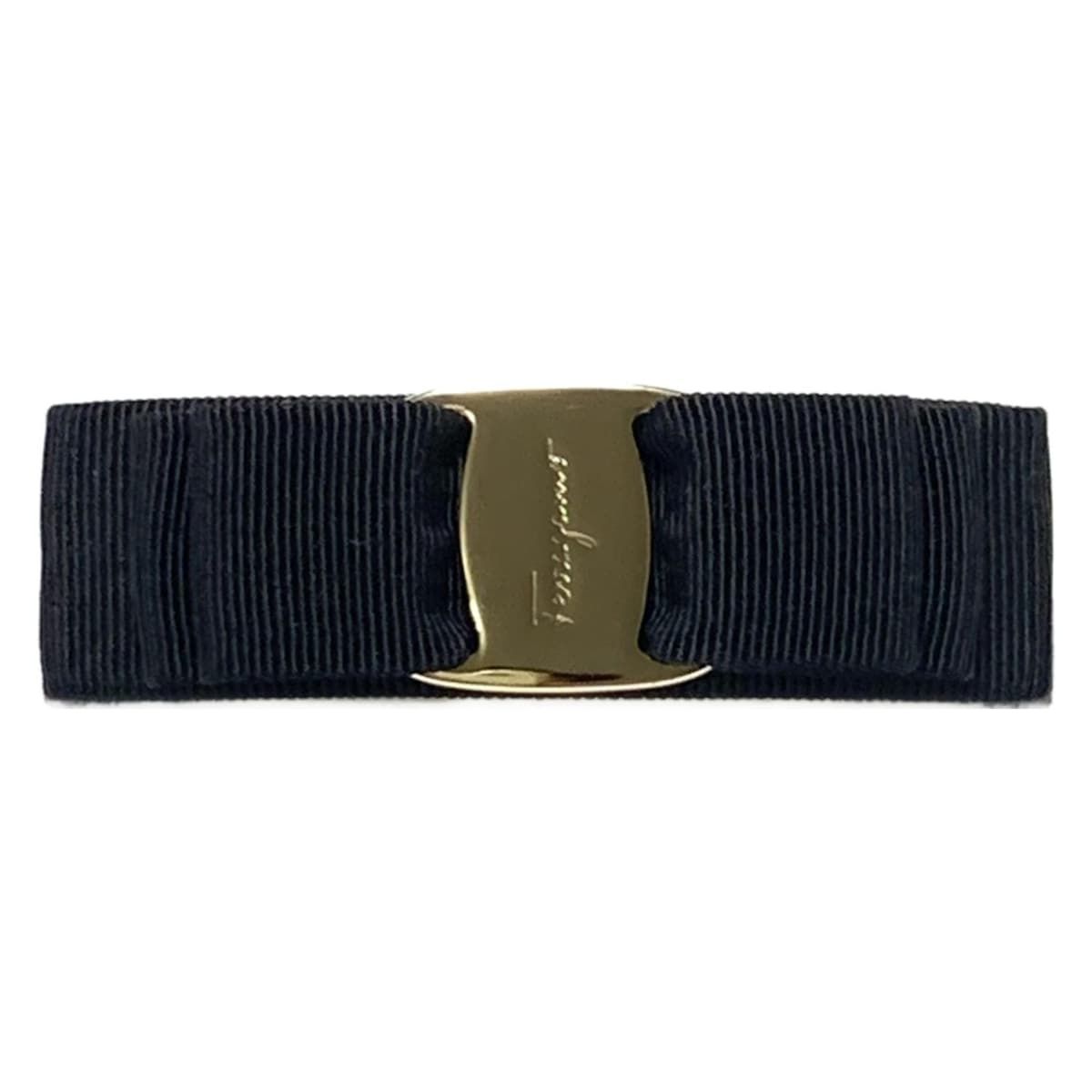 FERRAGAMO SalvatoreFerragamo サルバトーレフェラガモ バレッタ - 黒×ゴールド ヴァラ
