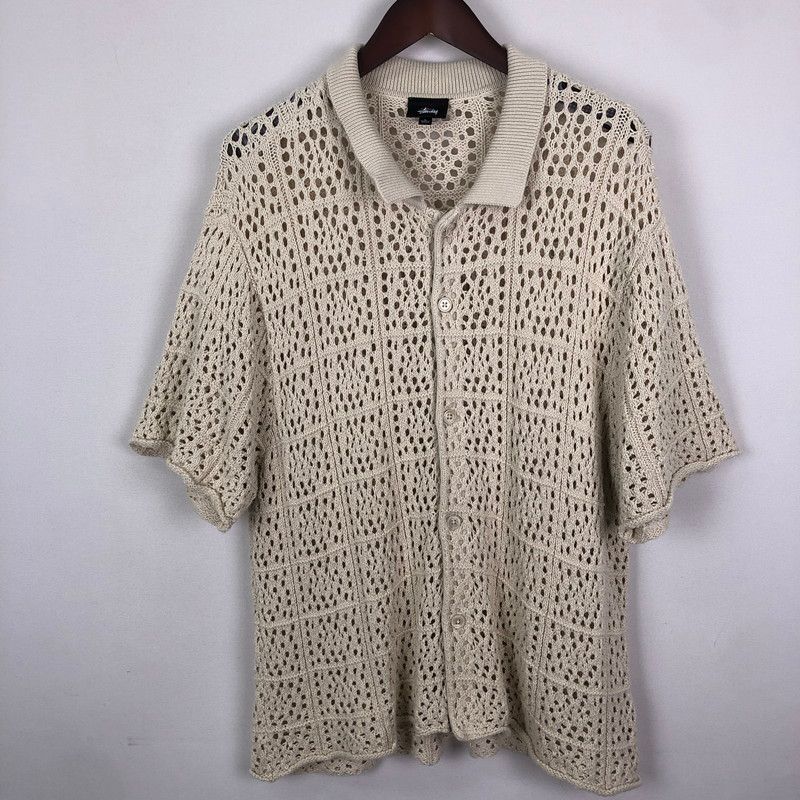 品 STUSSY ステューシー 22 SS CROCHET SHIRT 117127 クロシェット シャツ 半袖 トップス メッシュシャツ 142 251205 ks 05 tei