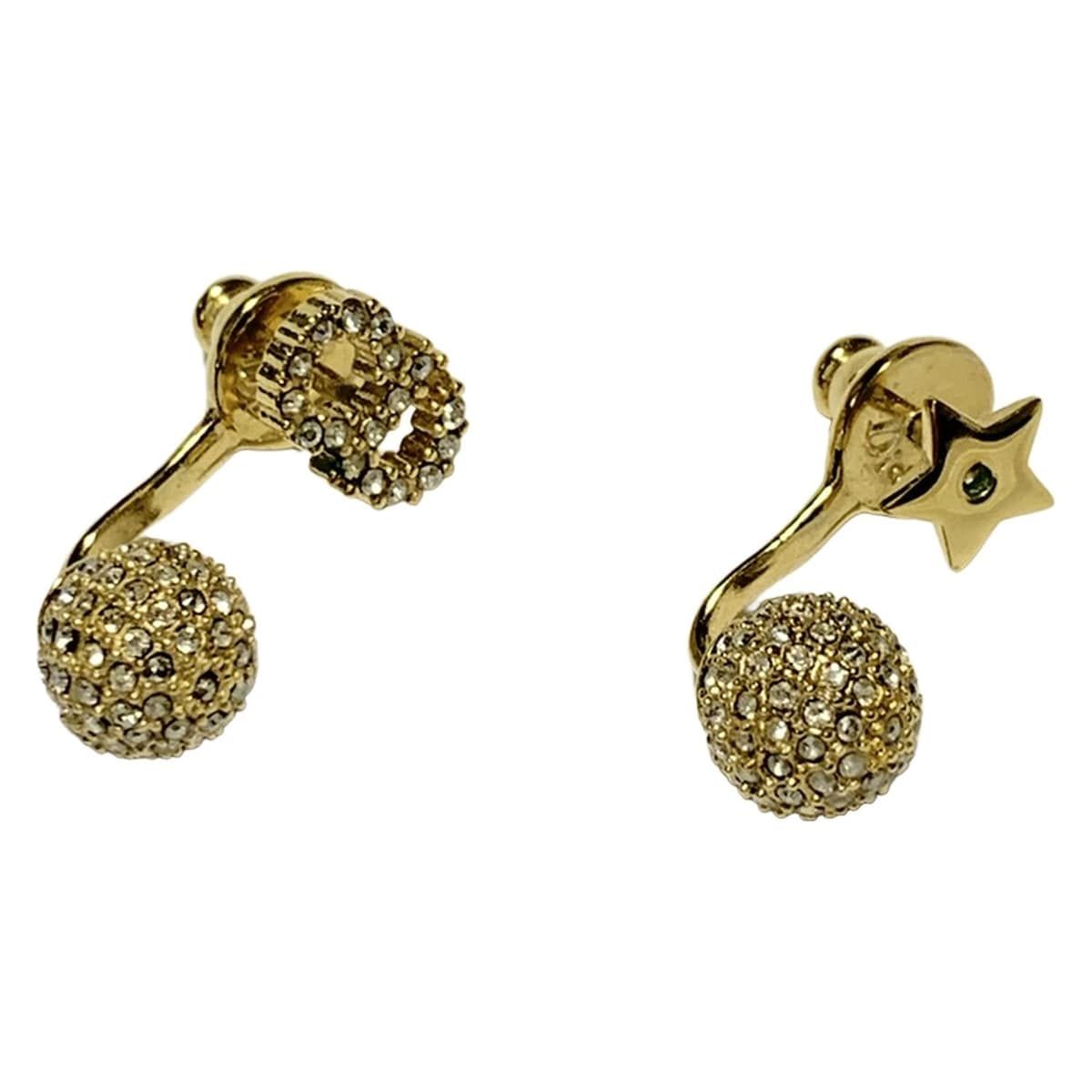 DIOR|ChristianDior ディオール|クリスチャンディオール ピアス - ゴールド×クリア