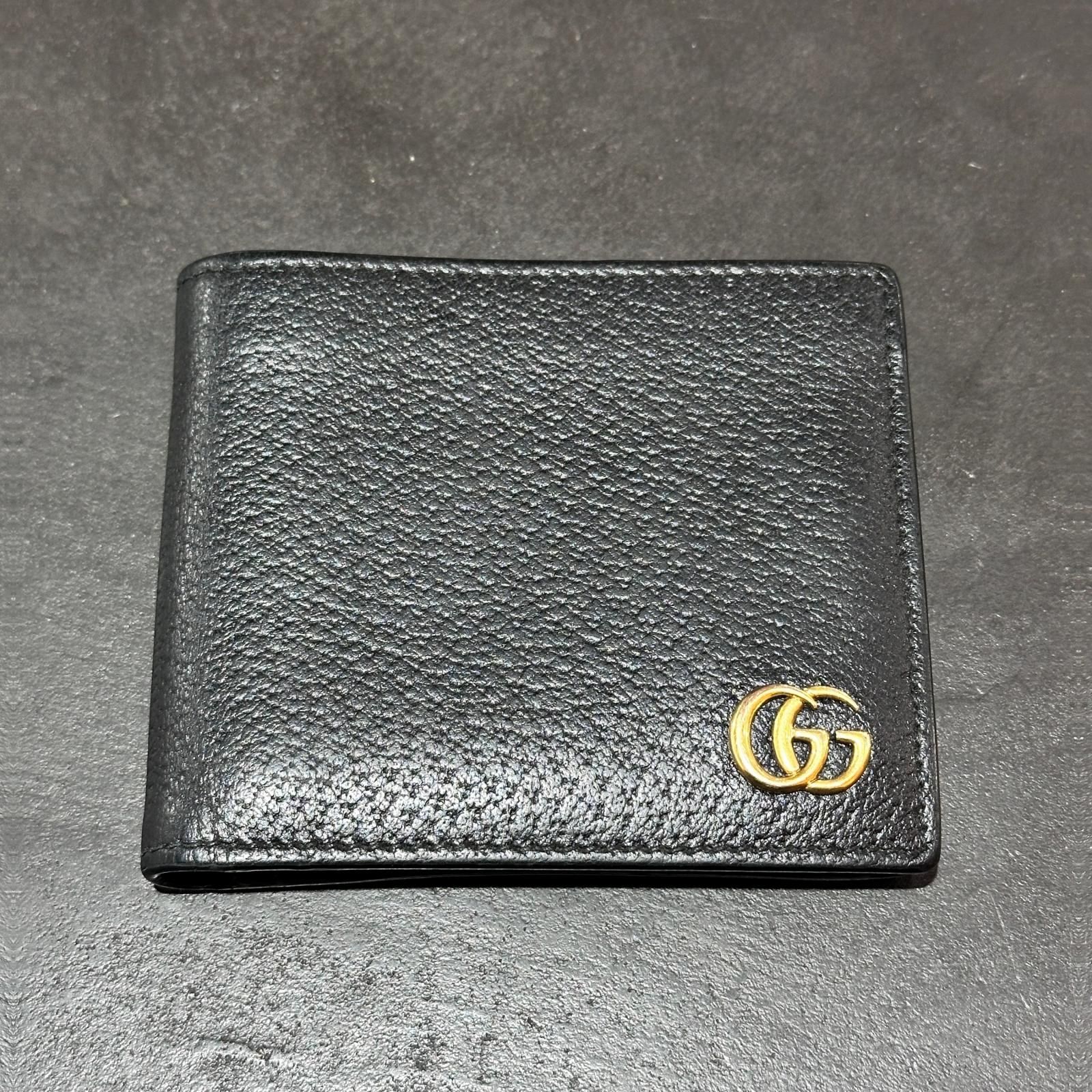 GUCCI GGマーモント コイン ウォレット 二つ折り財布 コインケース グッチ ブラック 2201 M