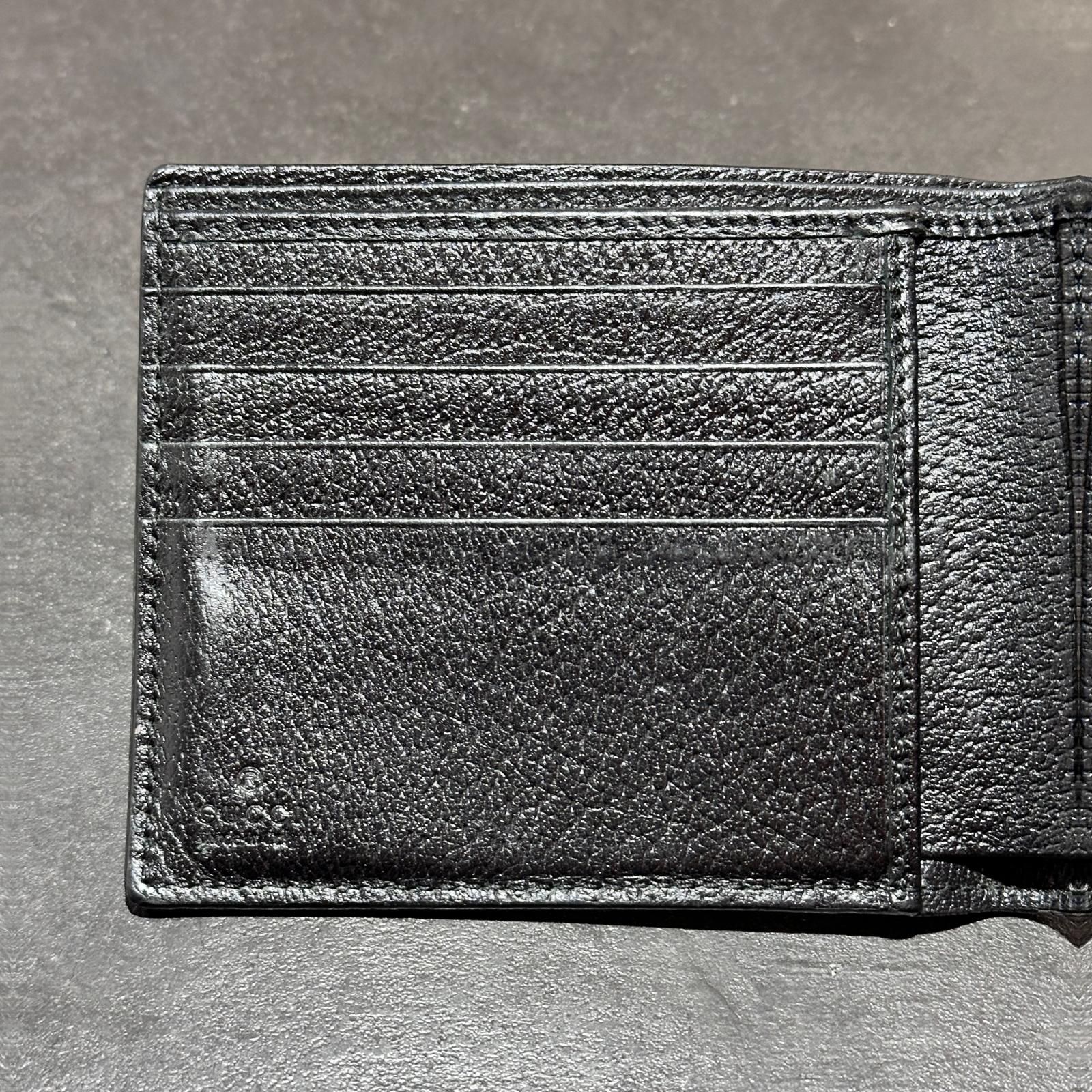 2024 GUCCI GGマーモント コイン ウォレット 二つ折り財布 コインケース グッチ ブラック （2201M） ダブルG 二つ折り  カードケース ウォレット ・ブラック レザー