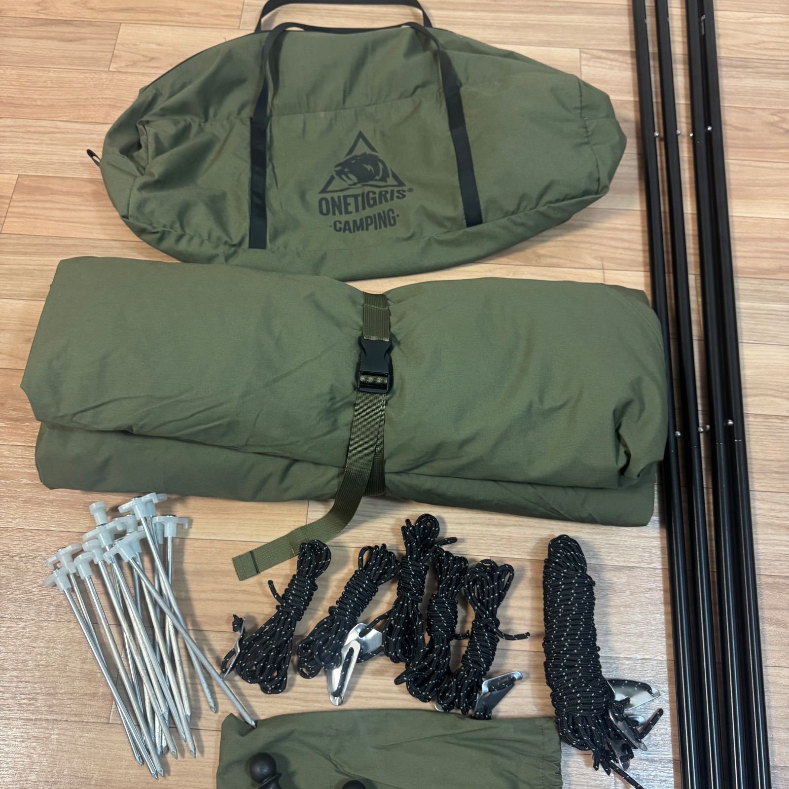 OneTigris ポリコットンTC ROC SHIELD TCタープ 炎幕 パップテント 軍幕 煙突口 変形自在 全面フルクローズ可 ポール付属 焚き火 遮熱 難燃 アウトドア キャンプ アーミーグリーン キャンプテント テント シェルター テント タープ