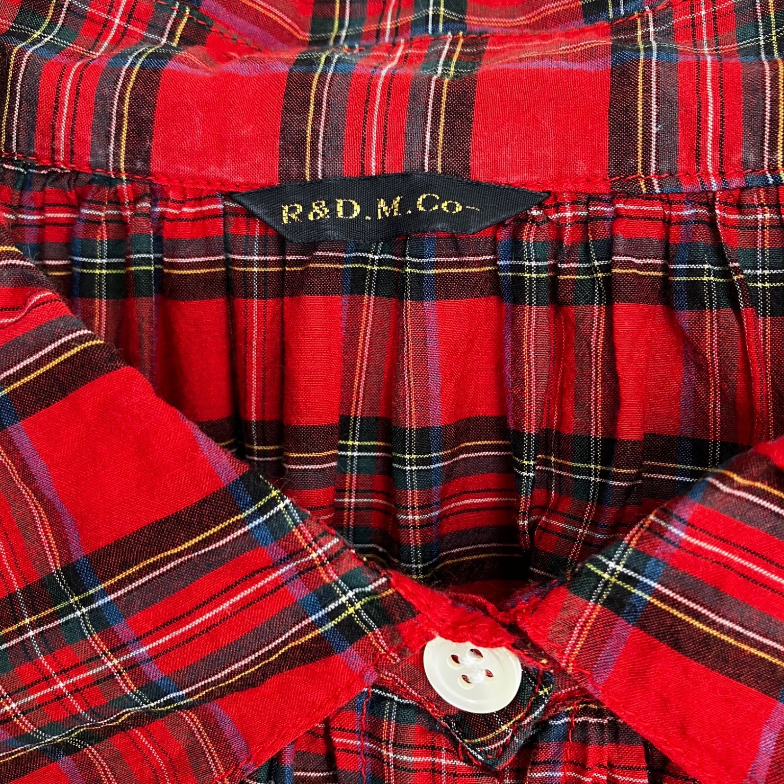 R&D.M.Co- レッド タータンチェック シャツワンピース コットン シルク  