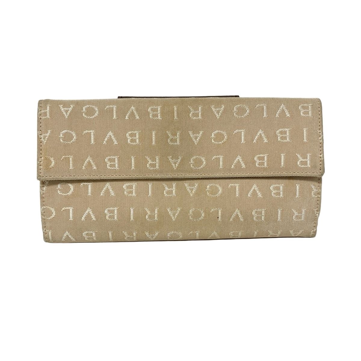BVLGARI(ブルガリ) 長財布 ロゴマニア 22248 ベージュ×ダークブラウン 