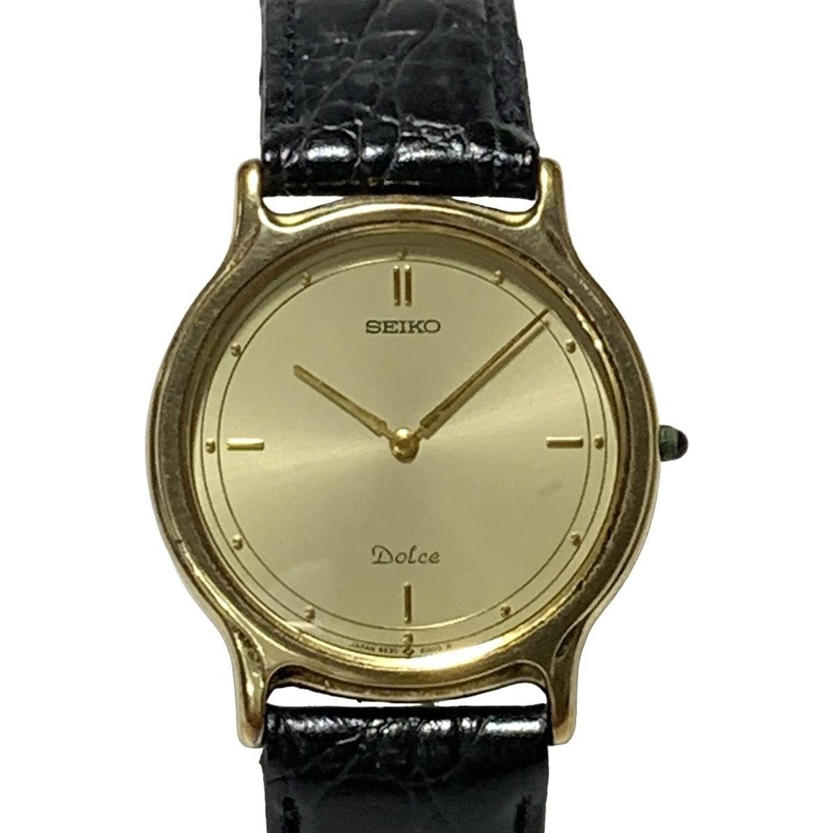 セイコー ドルチェ タンク メンズ 腕時計 稼働品 黒文字盤 超硬ケース