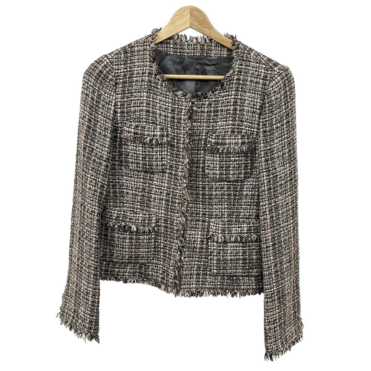 ANAYI アナイ ジャケット サイズ38 M レディース - グレー×ピンク×マルチ 長袖|ツイード|秋|冬