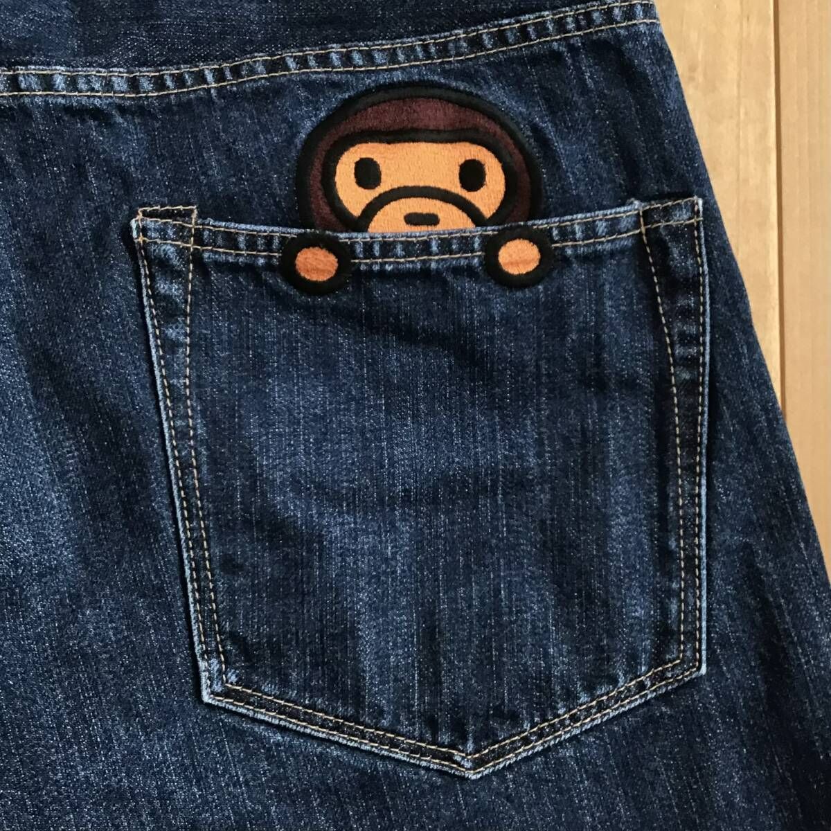 Milo 刺繍 デニム ハーフパンツ Mサイズ a bathing ape BAPE denim