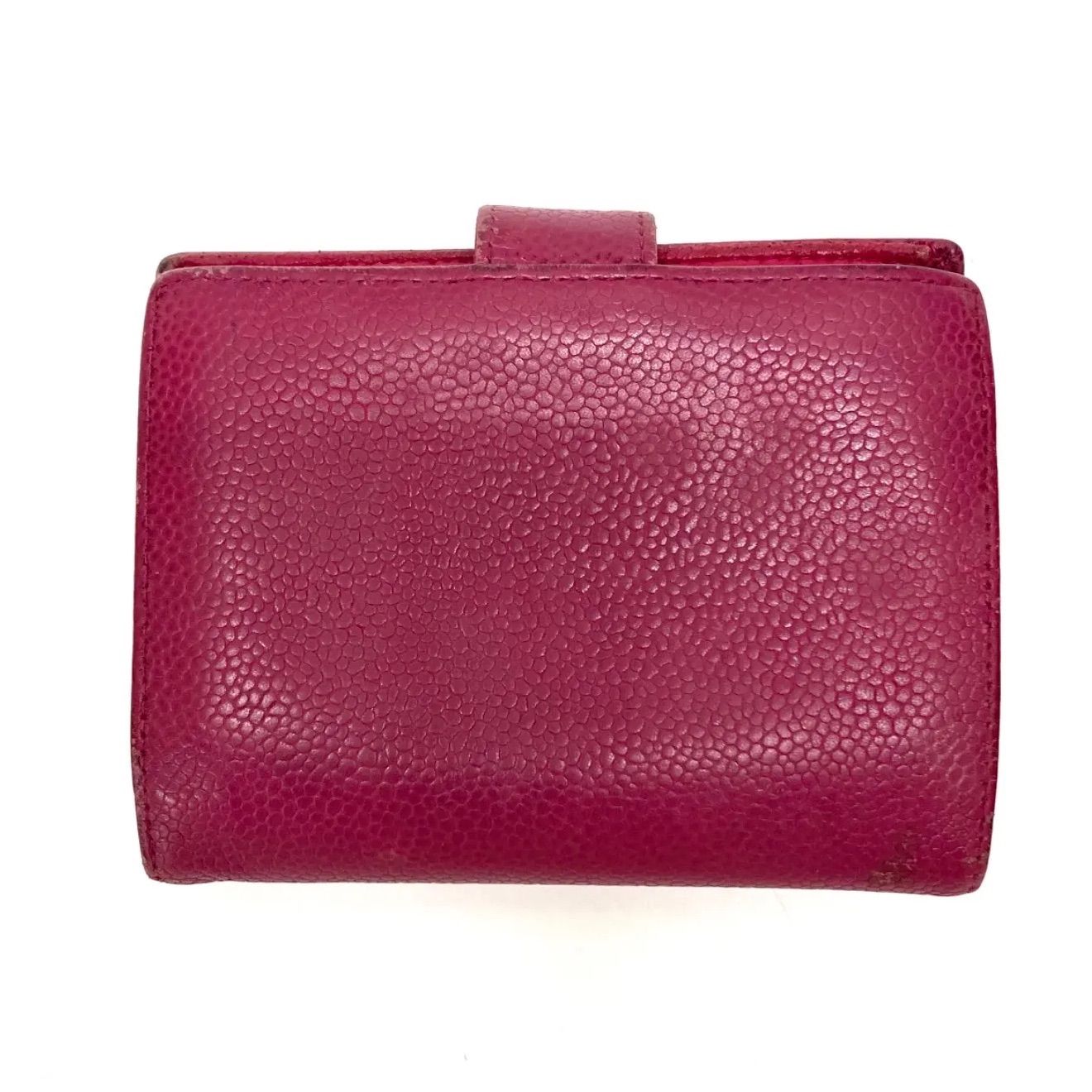 ◇CHANEL◇シャネル ココマーク キャビアスキン 二つ折り財布 がま口