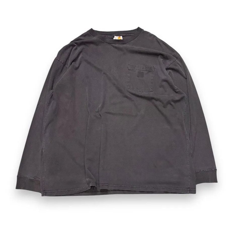 90s 00s Carhartt 無地 ロンT ポケT フェード 鬼フェード ボロ 襤褸