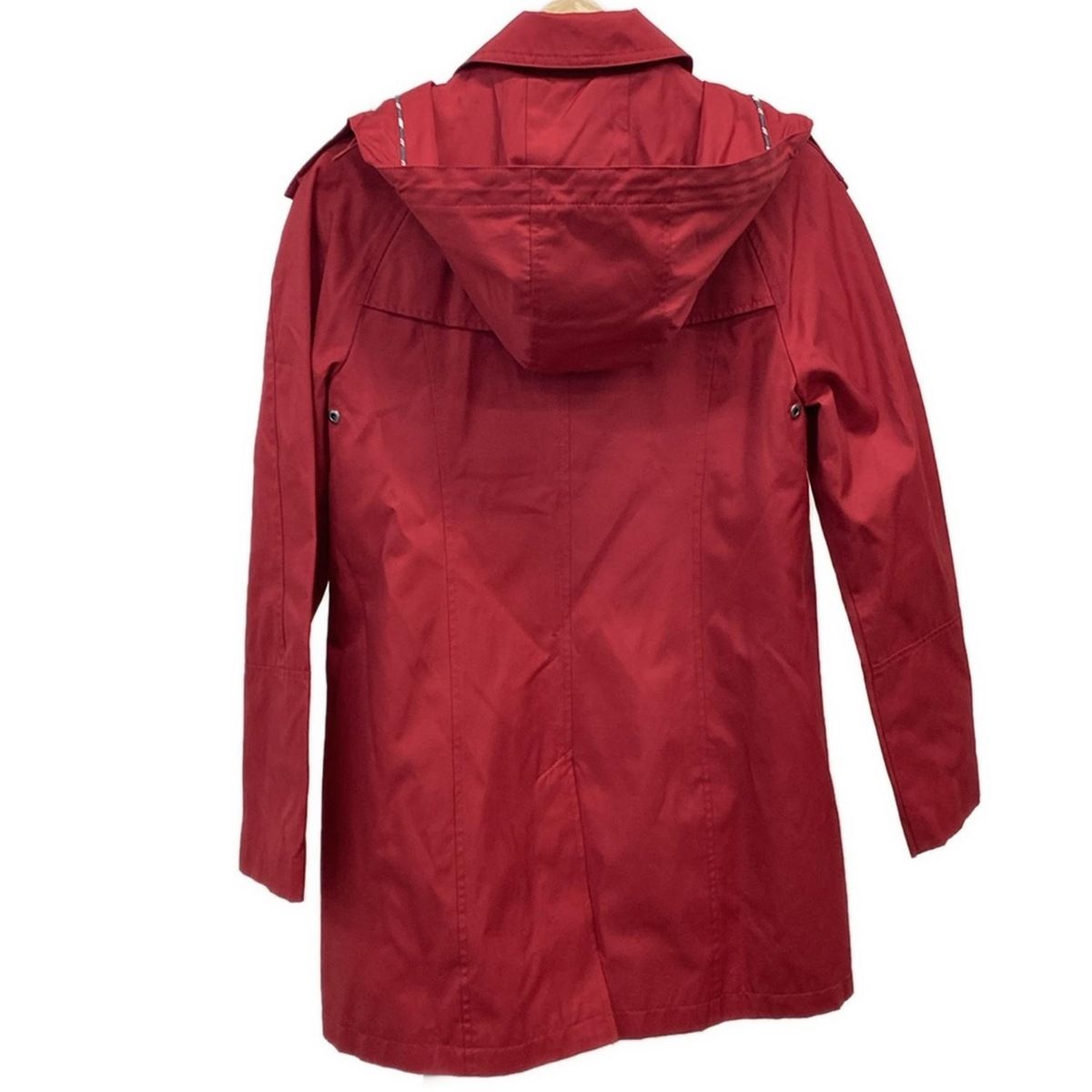 TOMMY HILFIGER トミーヒルフィガー コート サイズS レディース - レッド 長袖 ジップアップ フード着脱可 ライナー着脱可 春 秋