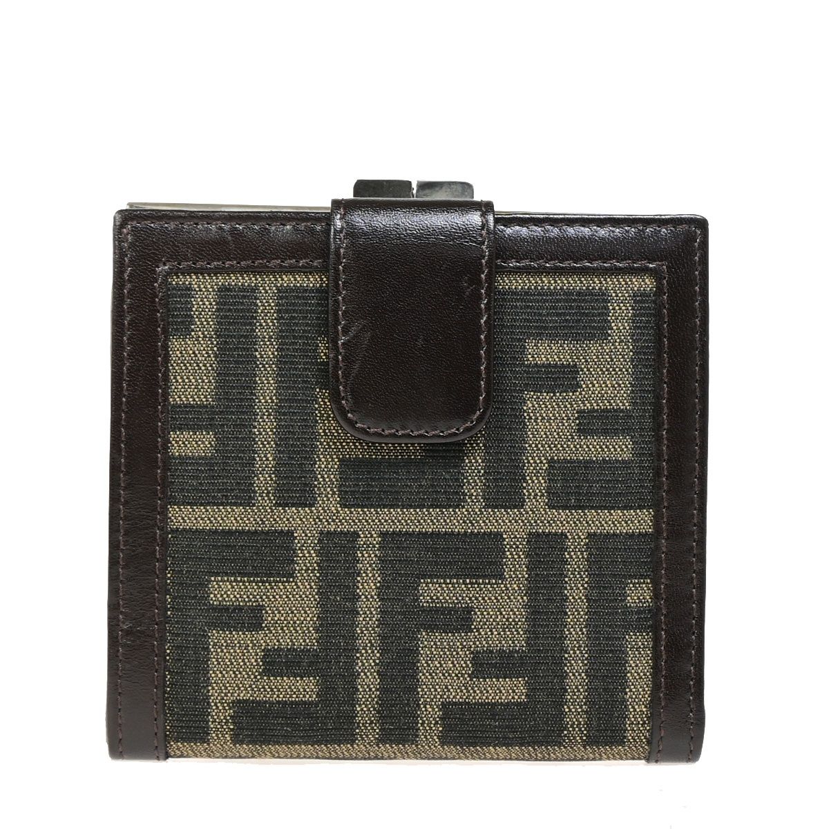 FENDI フェンディ 二つ折り 財布 ズッカ柄 がま口 レザー 09 BS 116