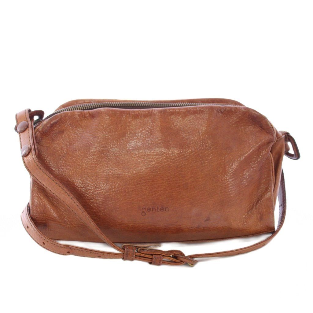 ゲンテン　メッセンジャーバッグ ショルダーバッグ　牛革　茶色 ゲンテン genten ショルダーバッグ メッセンジャー レザー 茶 /TK