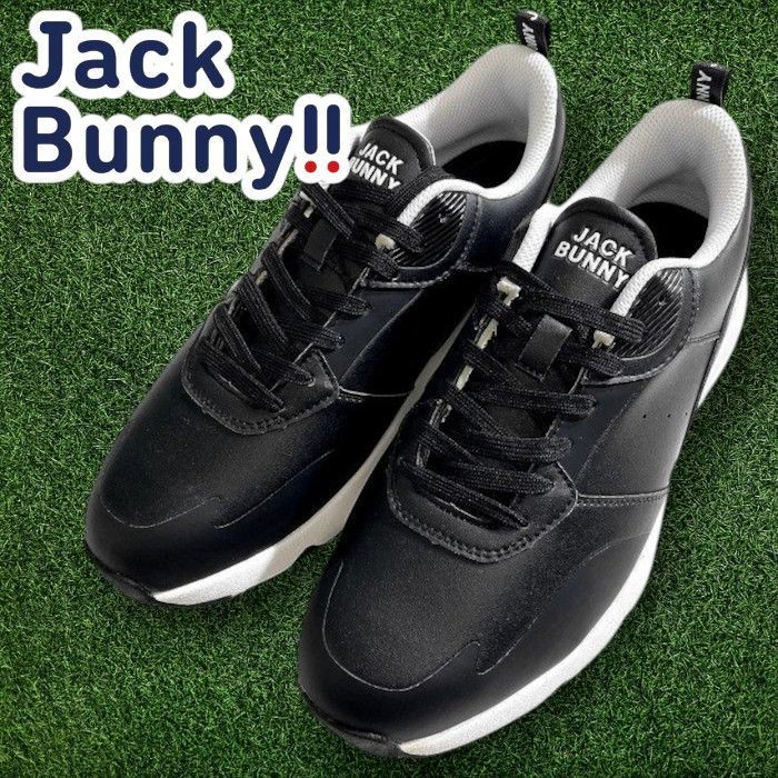 ジャックバニー パーリーゲイツ ゴルフ AIRSOLE採用 Fレザー モノトーン レースアップ ローカット スパイクレス ゴルフシューズ 262-3992201 定価2.2万 ブラック ホワイト ▲022 51201 w 01