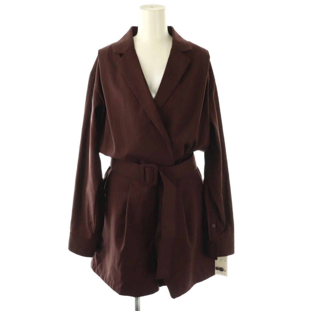 エイミーイストワール eimy istoire テーラードシャツロンパース オールインワン 長袖 38 ブラウン |HK OS