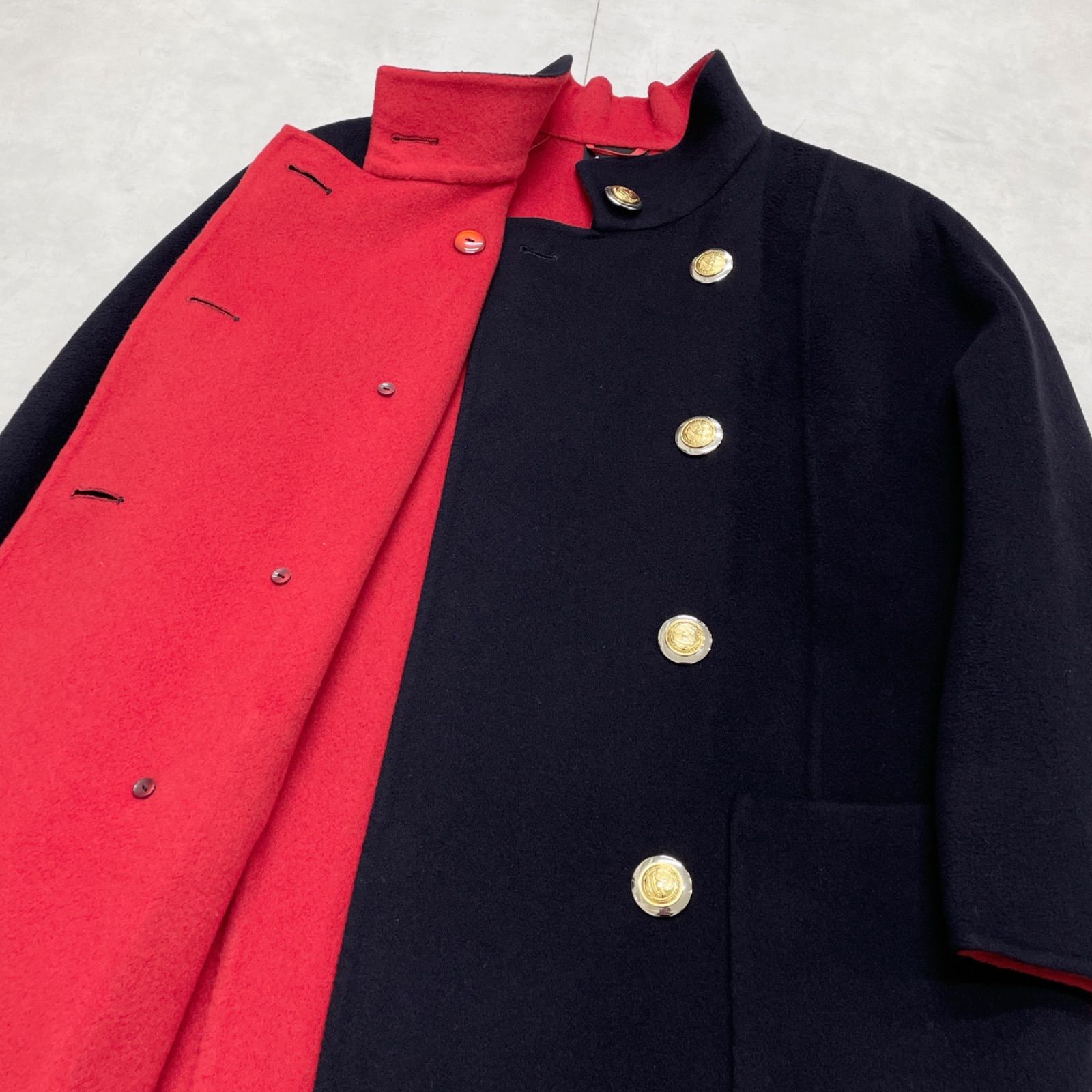 AKRIS アクリス ロングコート 金ボタン ダブルフェイス カシミヤ100