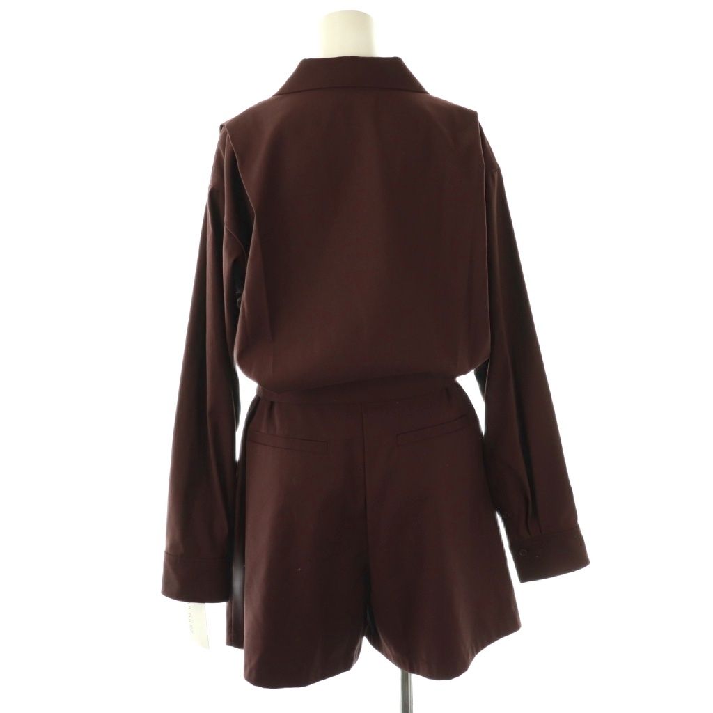 エイミーイストワール eimy istoire テーラードシャツロンパース オールインワン 長袖 38 ブラウン HK OS