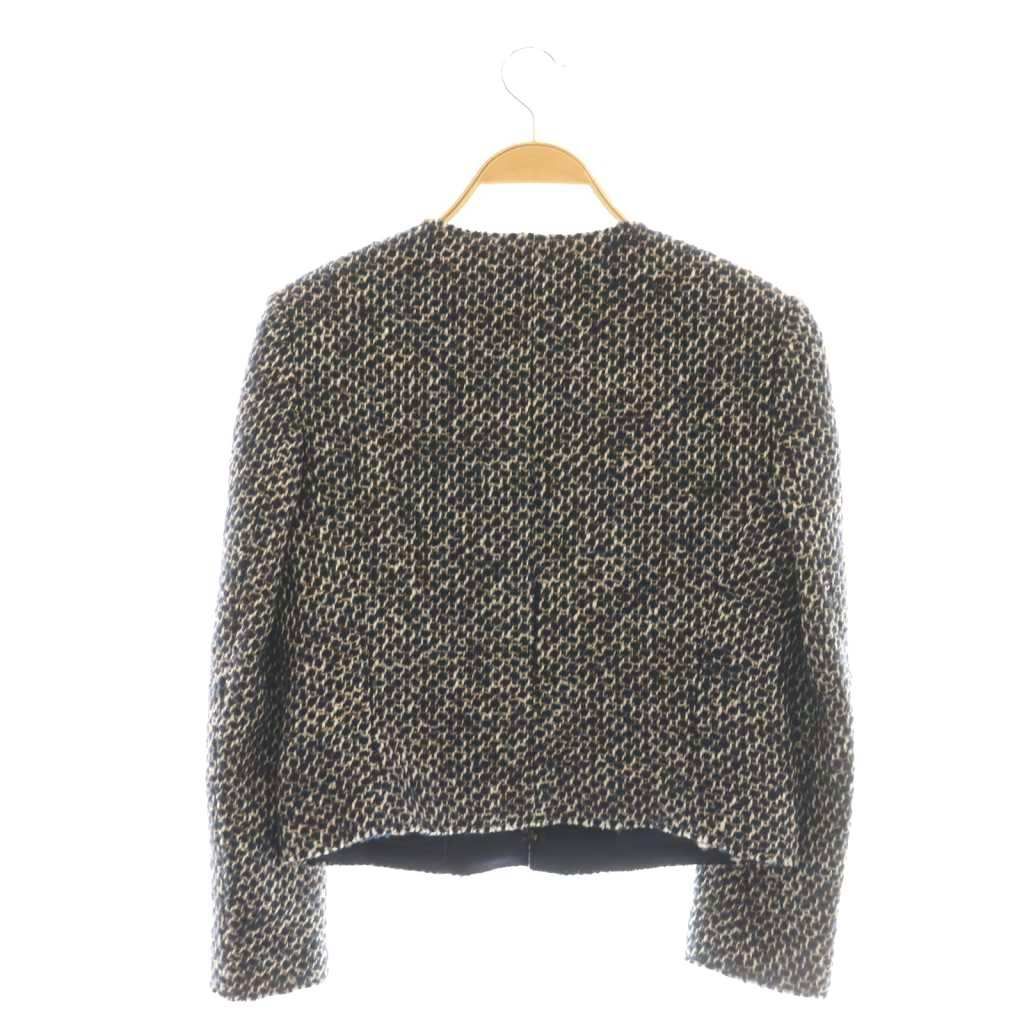 エポカ EPOCA モヘヤ混 ノーカラーツイードジャケット 40 ネイビー /DF