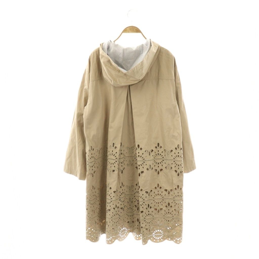 グレースコンチネンタル GRACE カットワークコート ジップアップ ロング 38 ベージュ HK OS