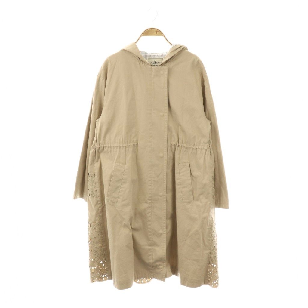 グレースコンチネンタル GRACE カットワークコート ジップアップ ロング 38 ベージュ |HK OS
