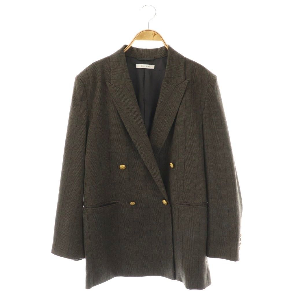 シンプリシテェ 25 AW Wブレストピークド4 Bジャケット テーラード ダブル F ブラック ベージュ |HK OS