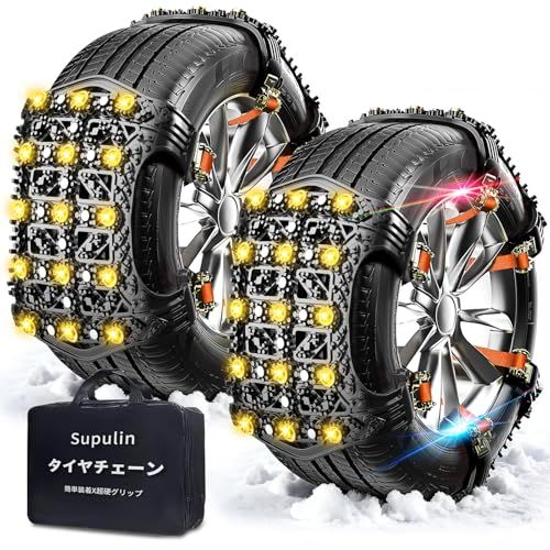 タイヤチェーン 非金属 6本入り スノーチェーン 幅155 mm 265 mm対応 R 12 19適用 車用タイヤチェーン 滑り止めチェーン チェーン規制対応 取付簡単 ジャッキアップ不要 乗用車 軽自動車 凍結対策 ブラックpo