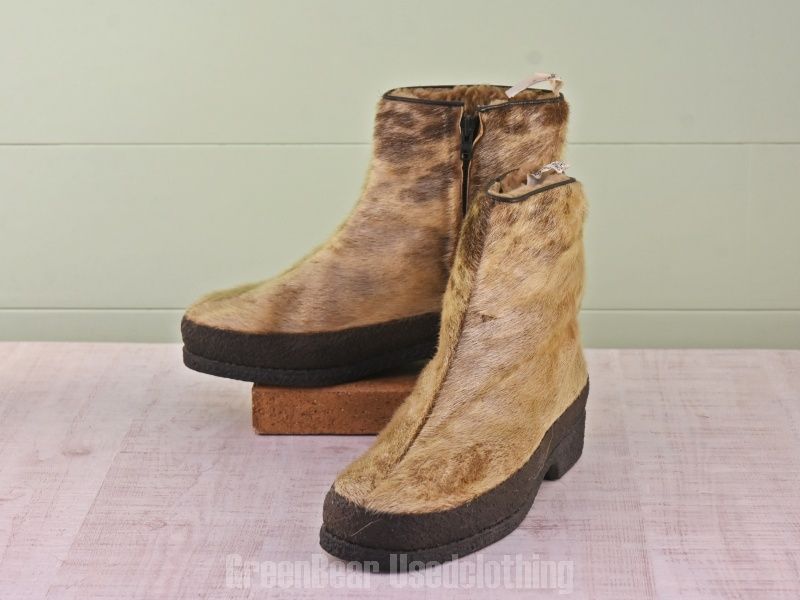E 305 ドイツ製 ビンテージ エスキモーブーツ アザラシ毛 茶 レディース 8 5 F 26 cm