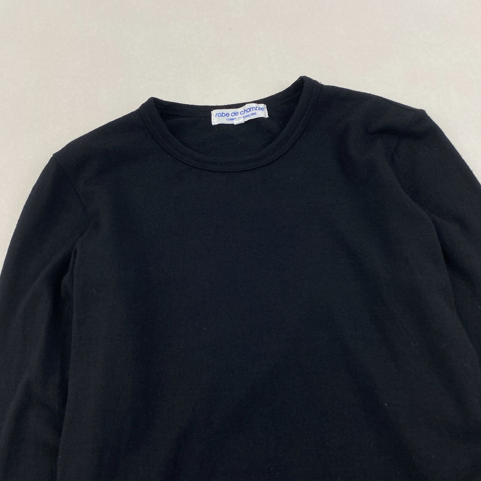 コムデギャルソン 長袖Tシャツ 黒 変形 裾デザイン robe de chambre 