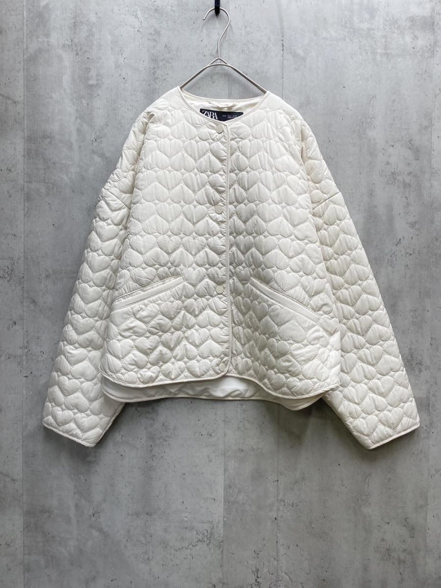 ZARA ザラ 3046/830/712 ハート キルティング ジャケット sizeUSA S/白