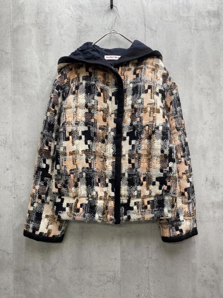 See by Chloe シーバイクロエ ウール混 3Dニット ジップアップ