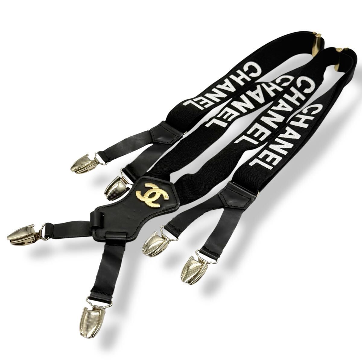 シャネル サスペンダー ヴィンテージ ココマーク ホワイト ブラック ロゴ CHANEL Y 2 K ブランド ハイブラ df 5
