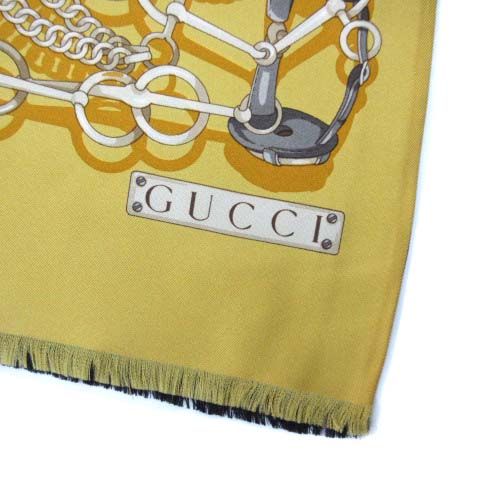 グッチ GUCCI リバーシブル シルク ストール ジャッキー 馬具 ダブル