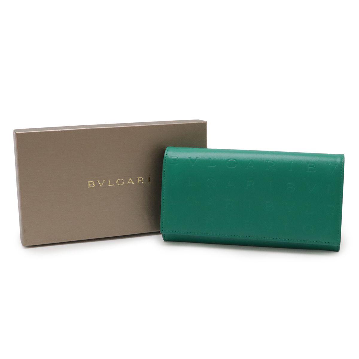 BVLGARI / インフィニートゥムラージ/2つ折り長財布/レザー/IVO/総柄/モノグラム BVLGARI ブルガリ インフィニートゥム ラージウォレット ロゴ 2つ折長