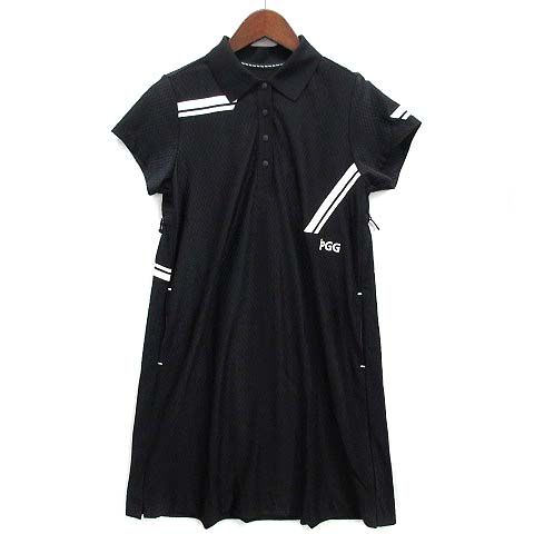 パーリーゲイツ PEARLY GATES PGG トリコット ジャガード ワンピース Aライン ストレッチ 半袖 2025 SS ブラック 黒 0 ゴルフウェア 269-4124302