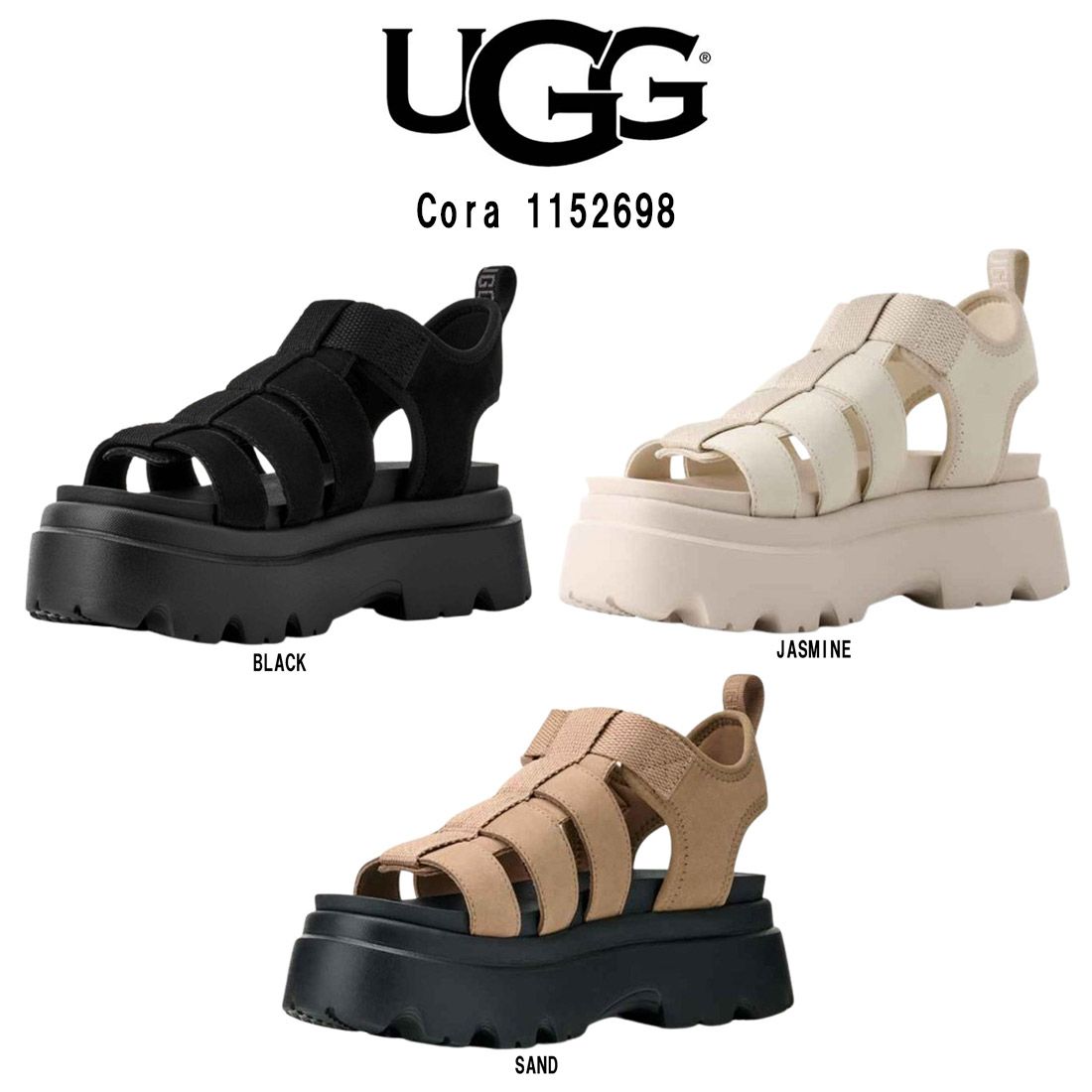 UGG アグ レディース コウラ サンダル ヌバック シューズ メッシュ ストラップ 調整 厚底 軽量 クッション アウトドア レジャー W CORA 1152698