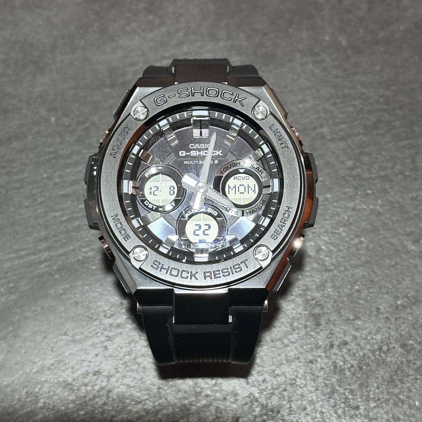 参考上代55000円 CASIO G STEEL GST W 100 Series アナログ腕時計 カシオ 110 MS ブラック 2213 M