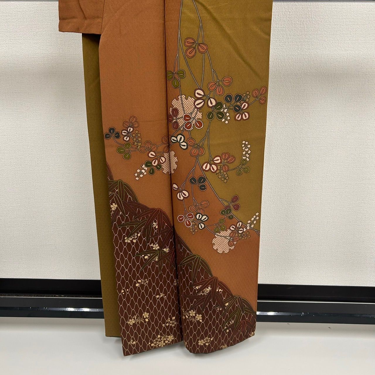 付下げ 紋無し 雪輪に染め 裄65 ガード加工 訪問着 正絹 着物 MK-1984