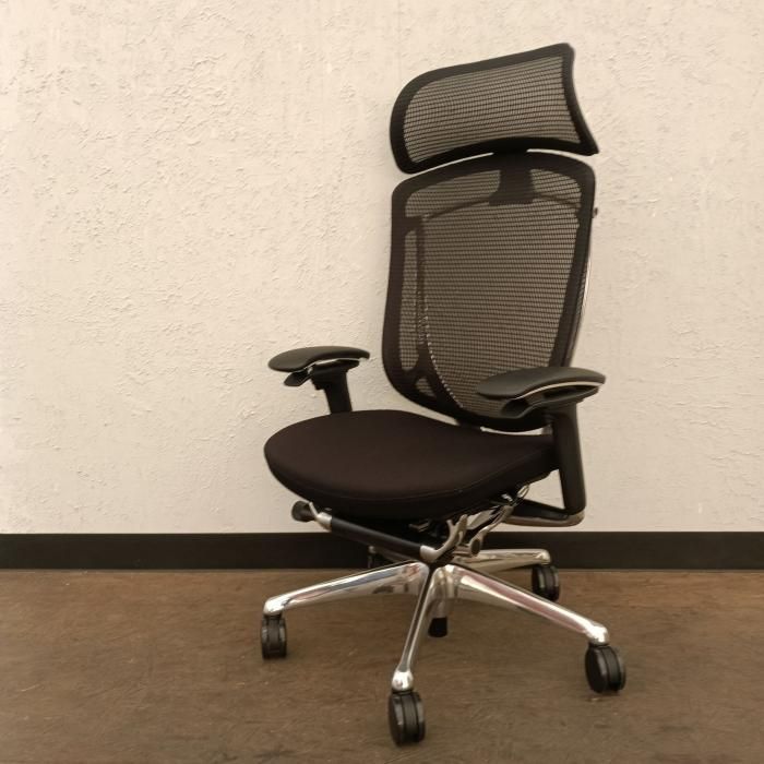 オカムラ オフィスチェア 肘あり コンテッサセコンダ CC 87 BR FPC 1 製 ブラック エクストラハイバック 大型固定ヘッドレスト クッション ブラックボディ ランバー無 ハンガー無 ナイロンキャスター デスクチェア チェア イス 椅子