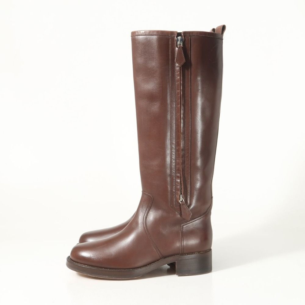 HERMES エルメス LAND ランド ブーツ サイズ36 ロング ジョッキーブーツ レザー 靴 ブランド古着 RA 6770