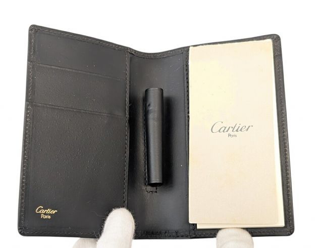 カルティエ 売れ筋 メモ帳 メモカバー ミニ手帳カバー レザー ブラック