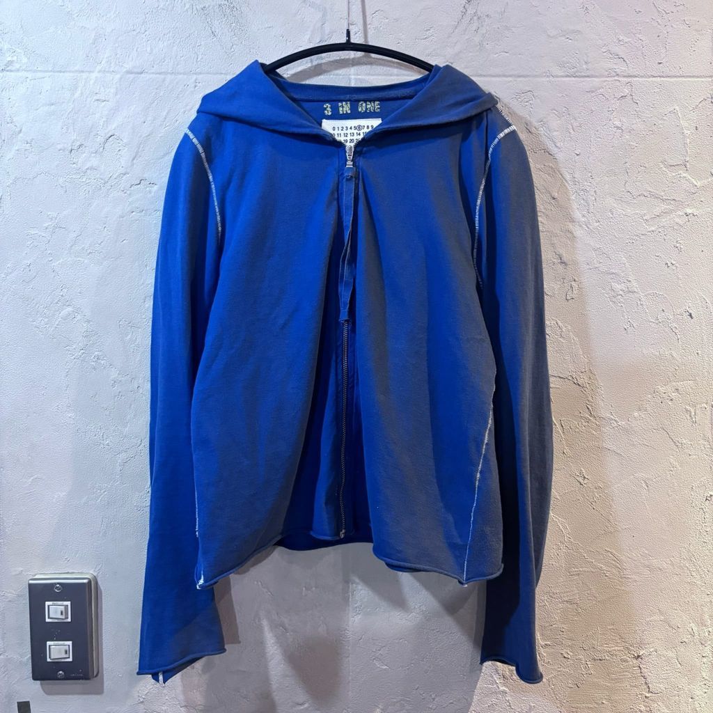 Martin Margiela 6 マルタンマルジェラ 04AW Layered Zip up Hoodie ジップパーカー 32XM095 ブルー size:S【代官山A12】