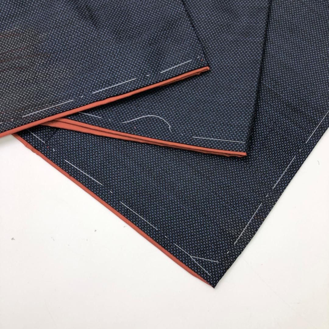 本場大島紬 藍泥染 カタス 7マルキ 花模様 紺鉄色 しつけ糸 K-5212