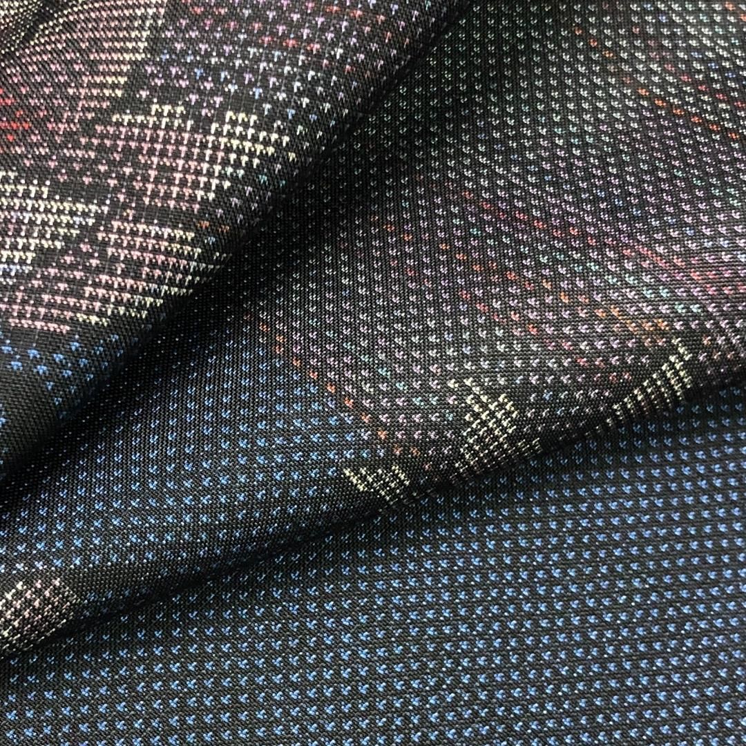 本場大島紬 藍泥染 カタス 7マルキ 花模様 紺鉄色 しつけ糸 K-5212