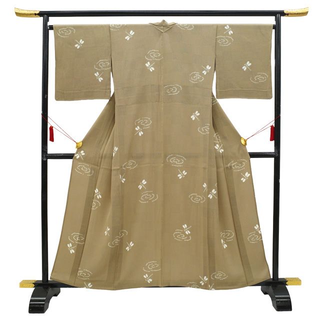 器物もようの夏小紋　絽　正絹　イエロー ro-yellow_1.jpg