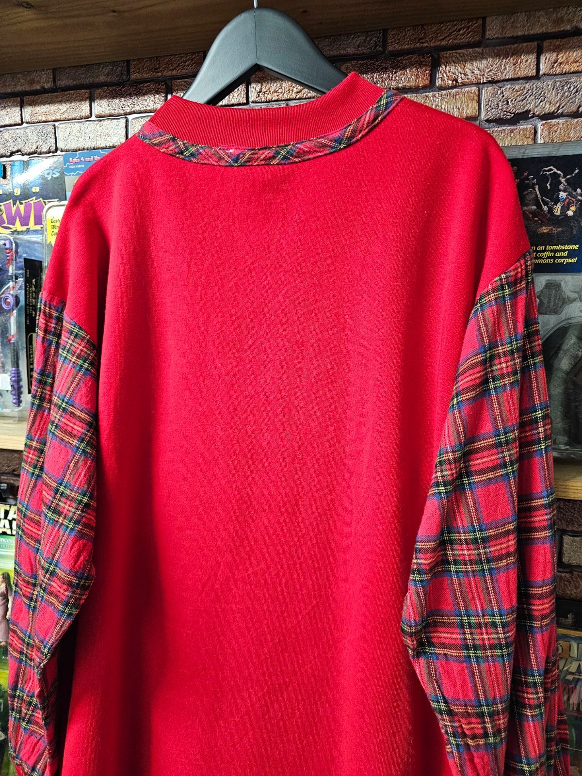 【US古着】90~00s Winnie-the-Pooh Nightwear | くまのプーさん スウェット チェック 裏起毛 長袖ロングワンピース ナイトウェア レッド