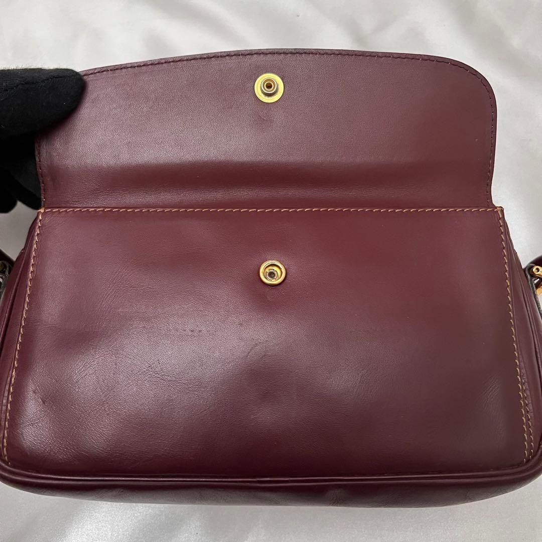 ◇極美品◇カルティエ　マストライン　がま口コンパクト財布　ボルドー×ゴールド ◇美品◇カルティエ マストライン コンパクト財布 ゴールド×ボルドー