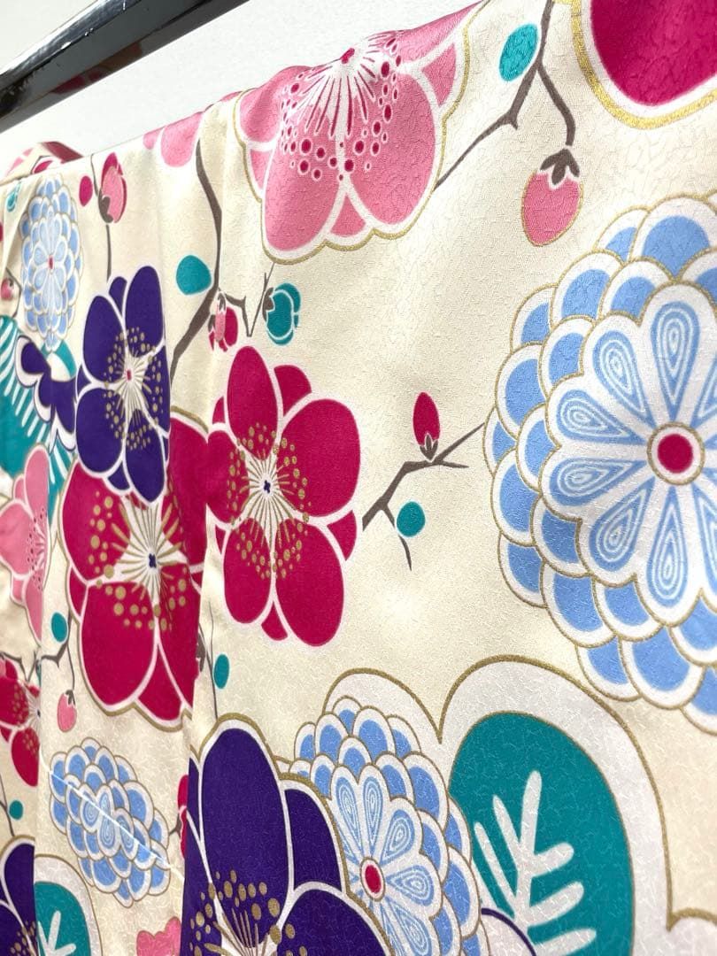 二尺袖 ポリエステル着物 金彩 紋意匠 梅 松 袴向き MOP 534