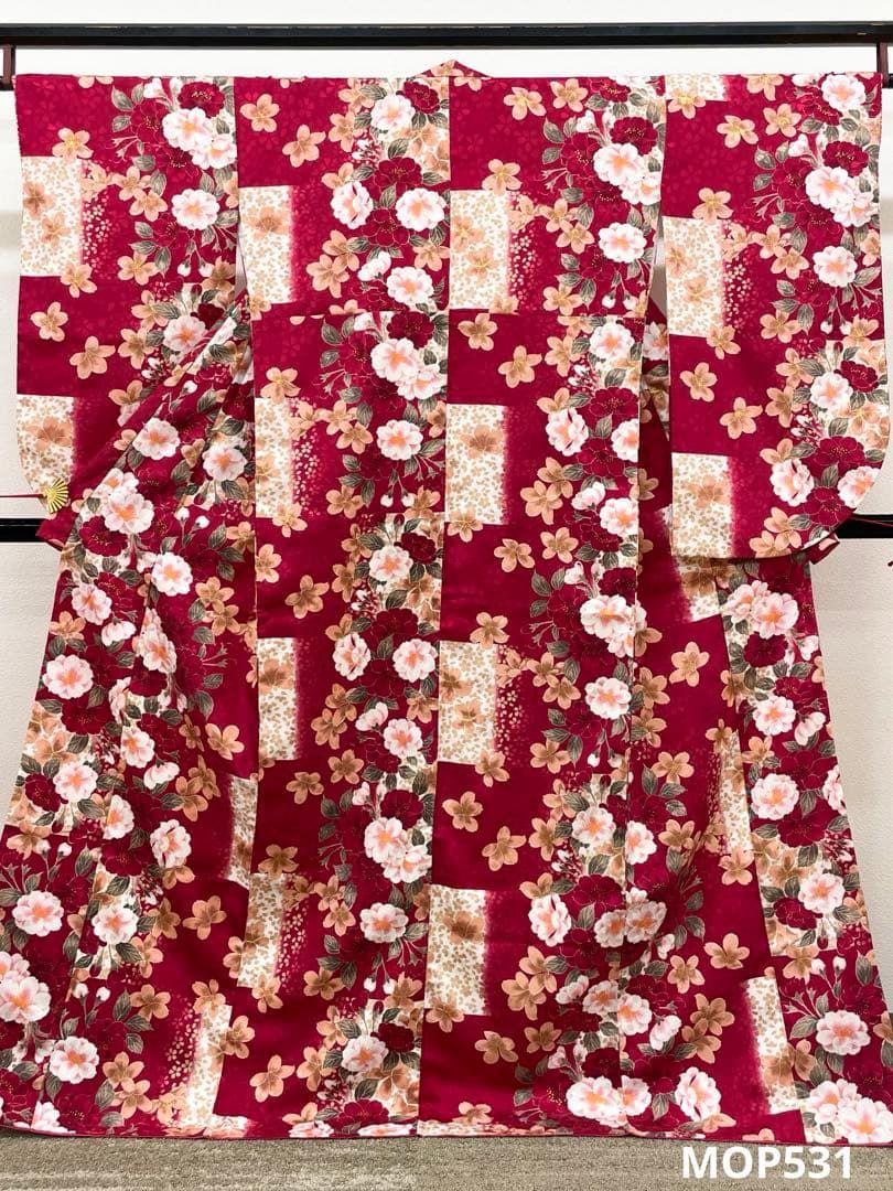 二尺袖 ポリエステル着物 金彩 紋意匠 桜 袴向き MOP 531