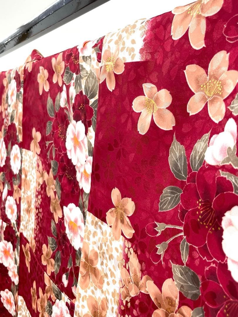 二尺袖 ポリエステル着物 金彩 紋意匠 桜 袴向き MOP 531